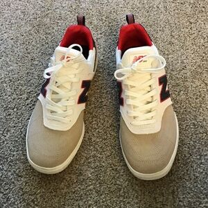 New Balance Men's Beige and Red Sneakers